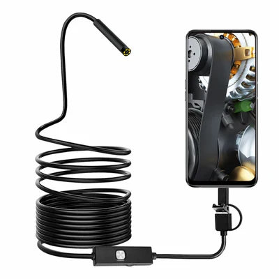 3-in-1 Type-C / Micro USB / PC Endoscope Camera 3.5m – HD Lens, Adjustable LED Lights, IP67 Waterproof